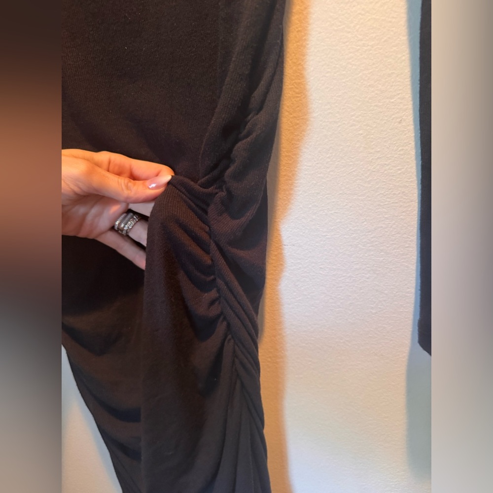 ATM Ribbed Long Sleeve Ruched Dress - Picture 4 of 8